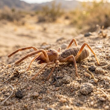 Camel Spider Solifuge Walking Across Sandy Desert Ground Extreme Macro Wildlife