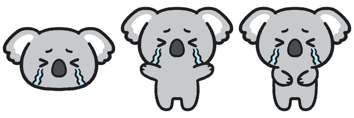 泣いているコアラのイラストセット © とりあいす
