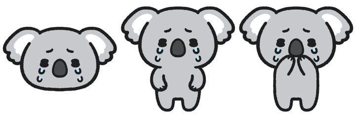 泣いているコアラのイラストセット © とりあいす