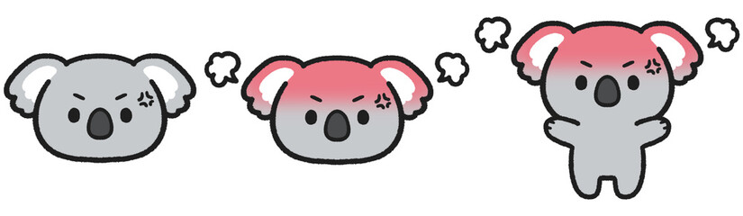 怒っているコアラのイラストセット © とりあいす