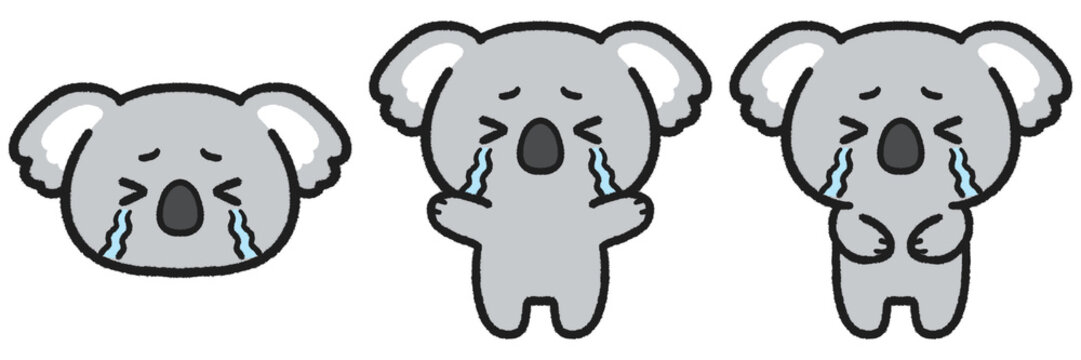 泣いているコアラのイラストセット