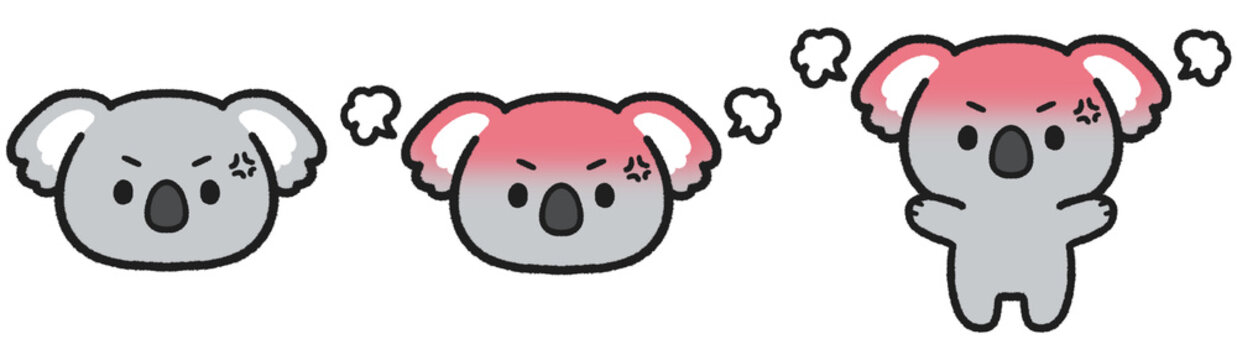 怒っているコアラのイラストセット