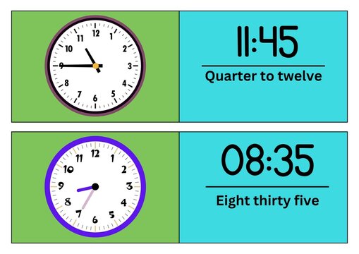 Flash Cards with Analog Clock