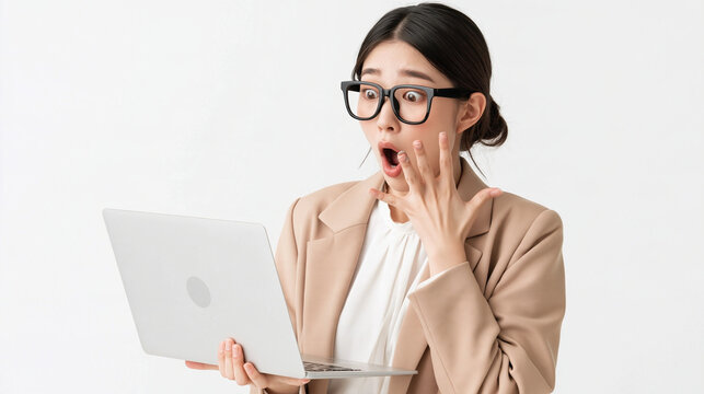 Shocked Woman with Laptop