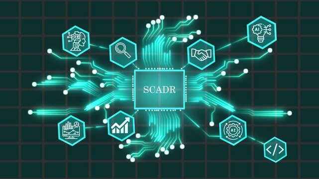 SCADA Futuristic AI Technology with Advanced Data Analytics, Supervisory Control and Data Acquisition, Industrial Automation 4K Video

