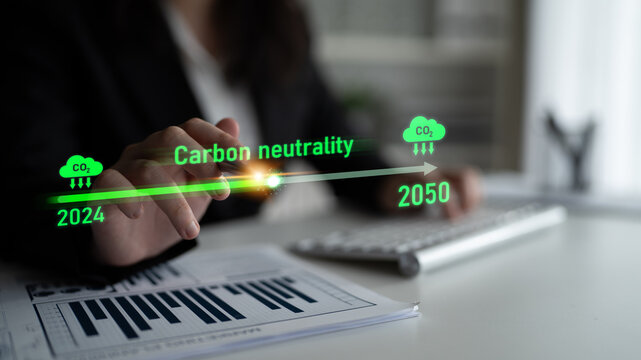 Carbon neutrality timeline illustrates carbon, neutrality, and reduction targets from 2024 to 2050 to support global sustainability and green initiatives Latch