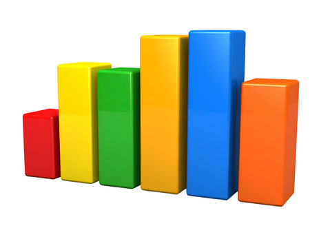 Colorful bar chart showing upward trend, finance data analysis, business growth concept