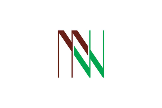 Abstract double letter N monogram logo icon geometric NN initials brown green stripe corporate sign