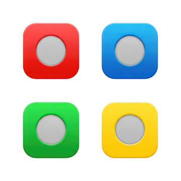 Four rounded squares in different colors isolated on transparent background