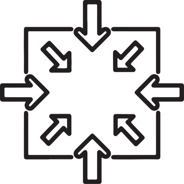 Centralization arrows icon pointing inward to center point with centralization direction convergence gathering strategy management business illustration abstract connection collecting
