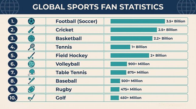 Global sports fan statistics infographic chart