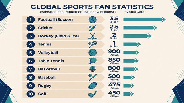 Global sports fan statistics infographic 2024
