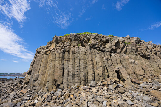 Penghu natural columnar basalt rock geological formation cliff