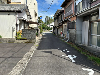 Fototapeta premium Quiet Narrow Street in a Traditional Japanese Residential Neighborhood