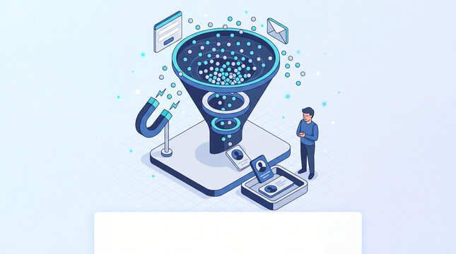 Visitors converting into customers through a lead funnel