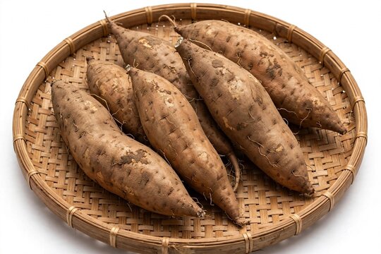 Raw Cilembu sweet potato ubi Cilembu mentah honey sweet potato from Sumedang on bamboo tray