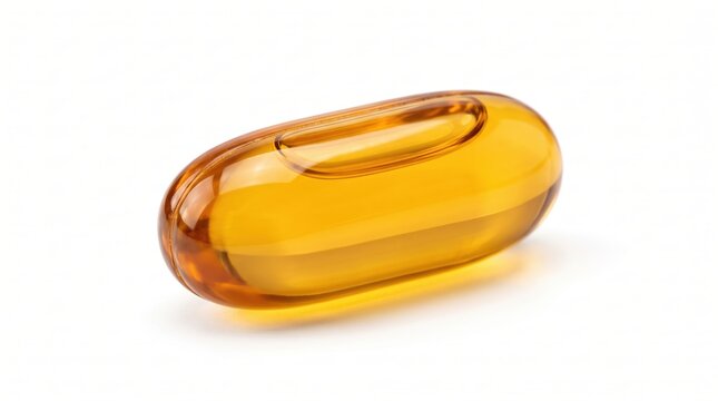 Single yellow omega 3 fish oil capsule