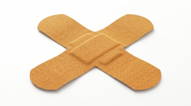 Adhesive bandage strips crossed in an x shape