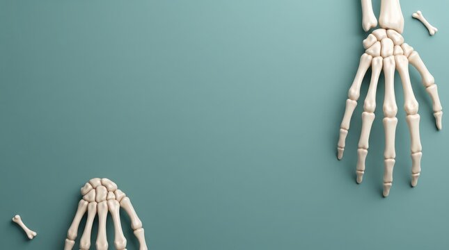 Human hand and foot skeletal models displayed together