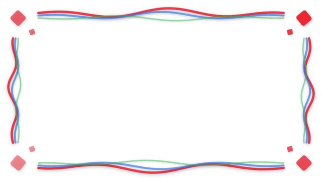 Animated Colorful Wavy Ribbon Border with Geometric Corner Accents