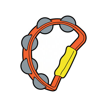 Half Moon Musical Percussion Tambourine with Metal Jingles Clipart