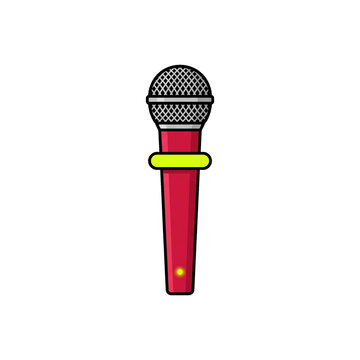 Handheld Dynamic Vocal Microphone with Red Handle Clipart