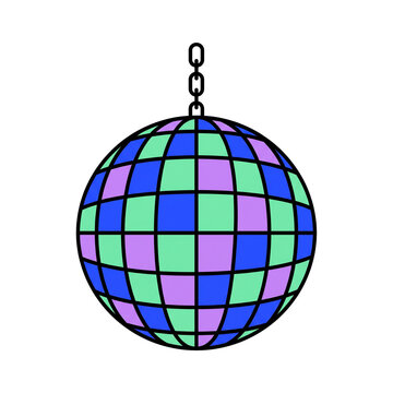 Hanging Mirrored Disco Ball with Hanging Chain Party Clipart