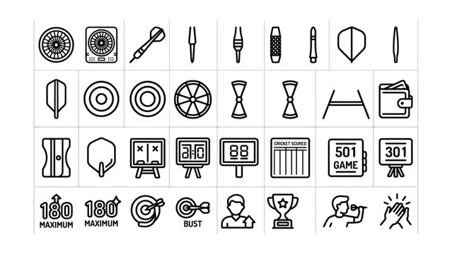Collection of Archery and Sports Score Icons Isolated Transparent Background Design