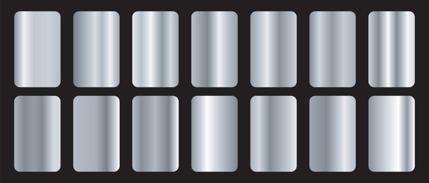 set of metallic silver gradient blend texture banner design.  Silver gradient collection. 