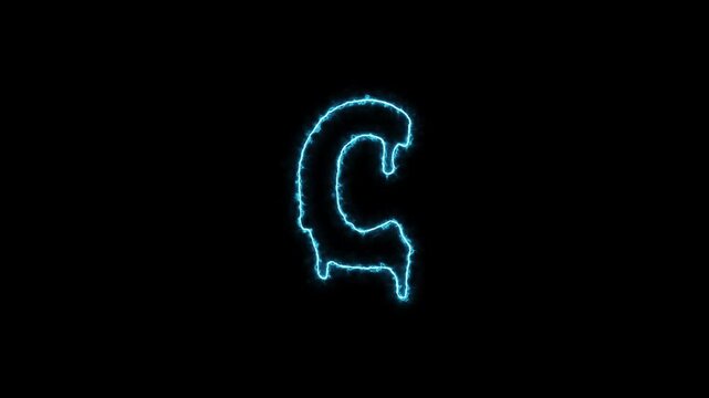 Glowing Electric Neon Letter C Animated Motion Graphic