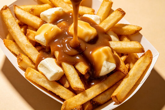 Canadian Poutine Top View Meat Juice