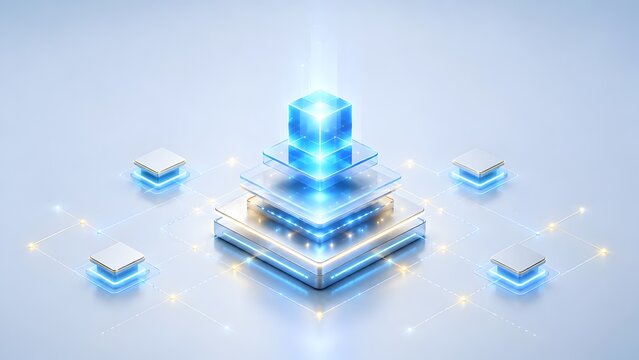 Central Processing Unit CPU Chip And Core Network Hub Multi Layer Concept