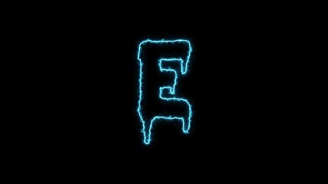 Animated Neon Electric Lightning Letter E Reveal Loop with Alpha Transparency