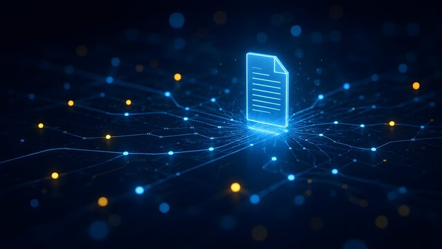 Digital Document File Node Connection And Data Network Concept