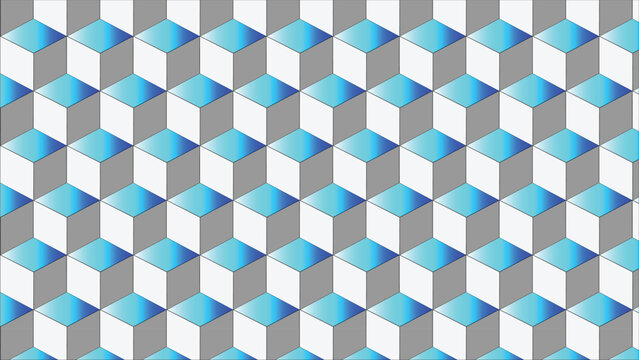 3d sky blue color cube pattern design
