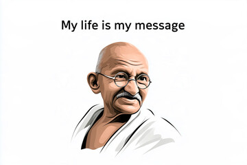 Obraz premium Mahatma Gandhi Line Art Poster Design with 