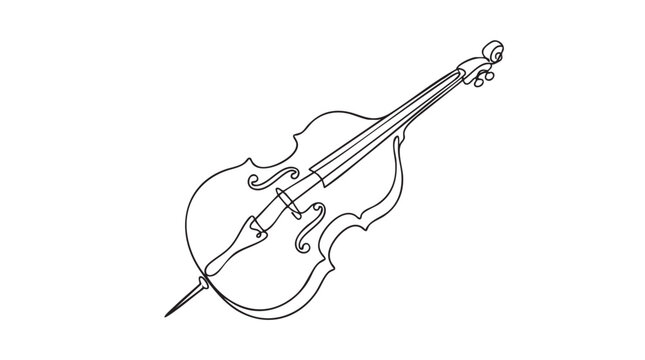 elegant cello vector icon, continuous line art illustration for music design continuous line art vector icon