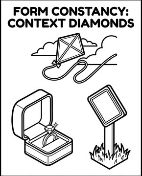 Shape Recognition and Spatial Awareness for Children Form Constancy Illustration with Contextual Diamonds Isometric Form Constancy Learning Activity Kids Visual Perception Coloring Worksheet