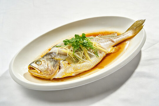 Fujian Ningde Large Yellow Croaker Top View Steamed