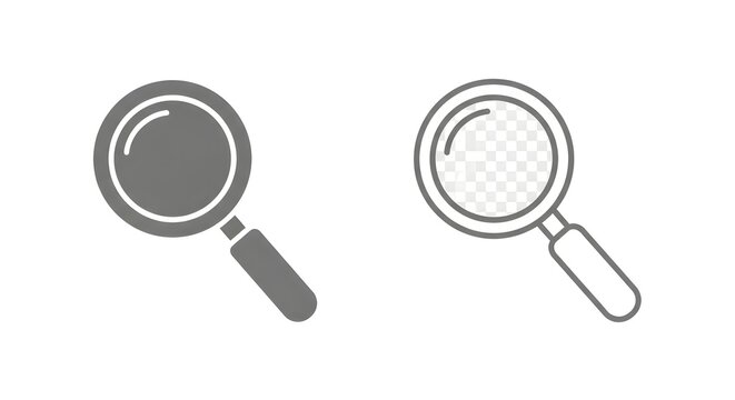 Magnifying glass icon set for search and explore functions