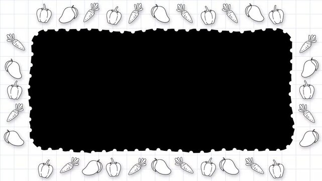Animated Hand Drawn Fruit and Vegetable Whiteboard Border Frame