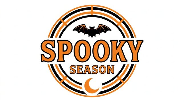 Spooky Season badge with bat and crescent moon design