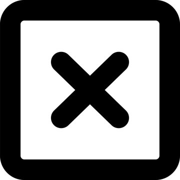 Square border with cross mark cancel decline icon vector illustration for wrong answer and item removal