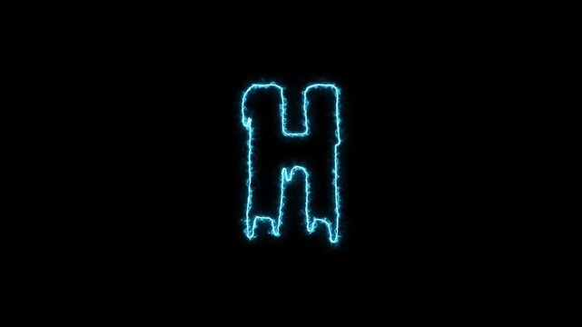 Animated Letter H Glowing Blue Electric Light Motion Graphic