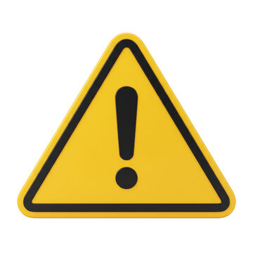 Warning exclamation mark sign on transparent background