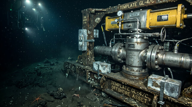 Subsea choke actuator and valve template deployed underwater