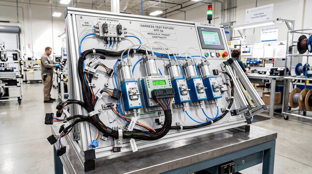 Automotive wiring harness pneumatic continuity test fixture board
