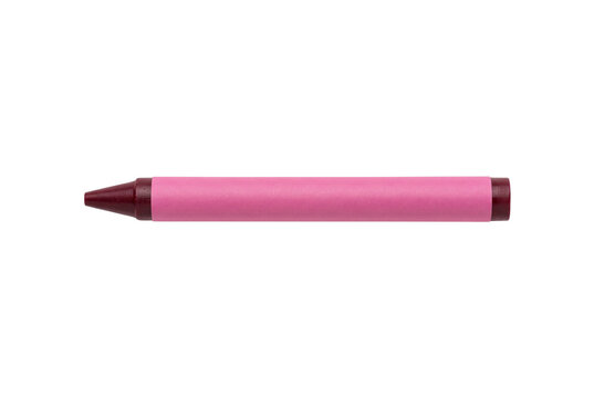 Single pink wax crayon on transparent background