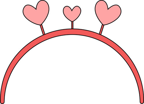 Cute Heart Headband with Pink Hearts Valentine Love Vector Illustration
