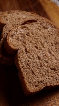 Close-Up of Wholegrain Bread Slices Showing Rustic Crumb Texture and Crust